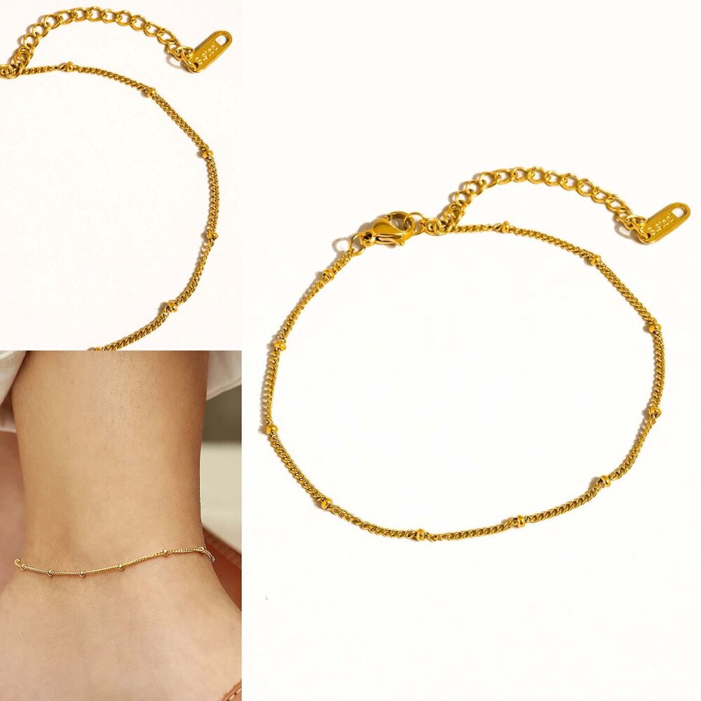 Vivi 18K Gold Classic Bead Chain Anklet